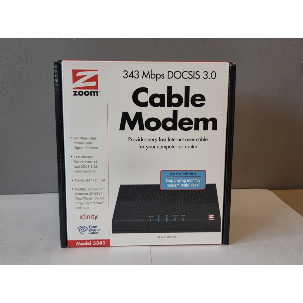 Zoom 5341 DOCSIS 3.0 343 Mbps Cable Modem Spectrum Xfinity ALL - Open Box
